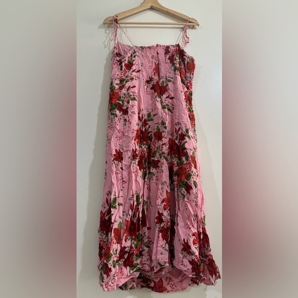 Reformation Pink Floral Tie-Strap Midi Dress - Picture 3 of 9